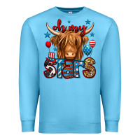 Ocean Blue oh my stars 4th of july shaggy cow Premium Sweatshirt - Jasminsmagicworld