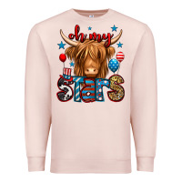 Pale Pink oh my stars 4th of july shaggy cow Premium Sweatshirt - Jasminsmagicworld