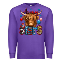 Purple oh my stars 4th of july shaggy cow Premium Sweatshirt - Jasminsmagicworld