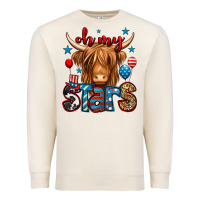 Sandshell oh my stars 4th of july shaggy cow Premium Sweatshirt - Jasminsmagicworld