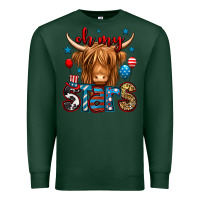 Sports Green oh my stars 4th of july shaggy cow Premium Sweatshirt - Jasminsmagicworld