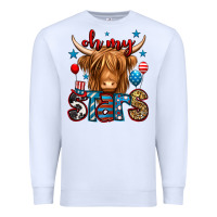 White oh my stars 4th of july shaggy cow Premium Sweatshirt - Jasminsmagicworld
