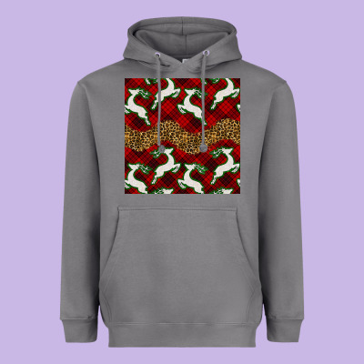 Christmas Deer And Plaid Seamless Pattern Heavyweight Hoodie Designed By Bundleandbundleshop