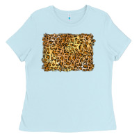 Baby Blue handdrawn leopard pattern yellow Ladies Tee - BarkalooDesign