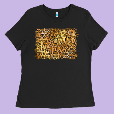 Handdrawn Leopard Pattern Yellow Ladies Tee Designed By Barkaloodesign