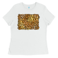 White handdrawn leopard pattern yellow Ladies Tee - BarkalooDesign