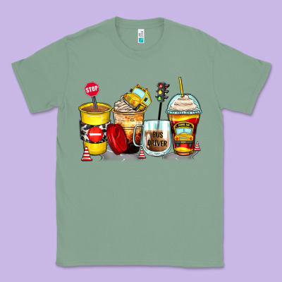Bus Driver Coffee Cups Classic Tee Designed By Zillion Design Studio