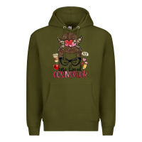 Army Green messy bun one loved counselor Premium Hoodie - MaliasSmallBusiness