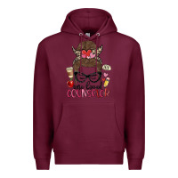 Burgundy messy bun one loved counselor Premium Hoodie - MaliasSmallBusiness