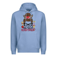 Colony Blue messy bun one loved counselor Premium Hoodie - MaliasSmallBusiness