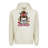 Oatmeal Heather messy bun one loved counselor Premium Hoodie - MaliasSmallBusiness