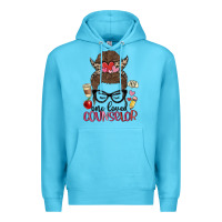 Ocean Blue messy bun one loved counselor Premium Hoodie - MaliasSmallBusiness