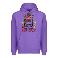 Purple messy bun one loved counselor Premium Hoodie - MaliasSmallBusiness
