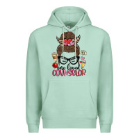 Seafoam messy bun one loved counselor Premium Hoodie - MaliasSmallBusiness
