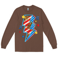 Chestnut America lightning bolt Long Sleeve Tee - texasbilliewilder