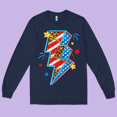 Long Sleeve Tee America lightning bolt
