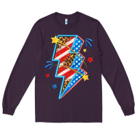 Plum America lightning bolt Long Sleeve Tee - texasbilliewilder
