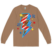 Toasted Coconut America lightning bolt Long Sleeve Tee - texasbilliewilder