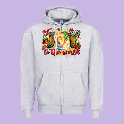 Joy To The World Zipper Hoodie Designed By Texasbilliewilder