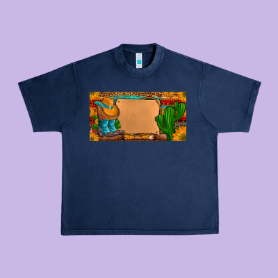 Custom Cowboy Boots Aztec Sunflowers Leopard License Plate Urban Heavy Tee Designed By Artiststas