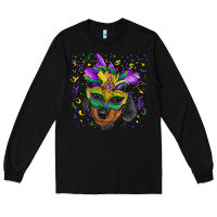 Black mardi gras mask dachshund puppy Long Sleeve Tee - RanaPortraitStore