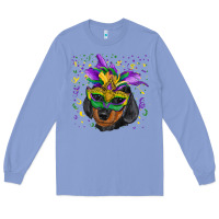 Colony Blue mardi gras mask dachshund puppy Long Sleeve Tee - RanaPortraitStore