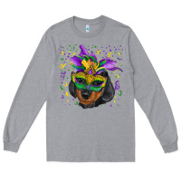 Heather Grey mardi gras mask dachshund puppy Long Sleeve Tee - RanaPortraitStore