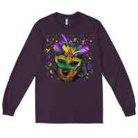 Plum mardi gras mask dachshund puppy Long Sleeve Tee - RanaPortraitStore