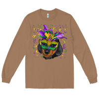 Toasted Coconut mardi gras mask dachshund puppy Long Sleeve Tee - RanaPortraitStore