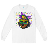 White mardi gras mask dachshund puppy Long Sleeve Tee - RanaPortraitStore