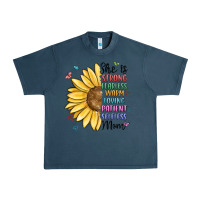 Midnight Navy she is strong fearless warm loving mom Urban Heavy Tee - MaliasSmallBusiness