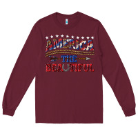 Burgundy America the beautiful Long Sleeve Tee - texasbilliewilder