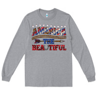 Heather Grey America the beautiful Long Sleeve Tee - texasbilliewilder