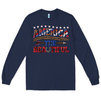 Navy America the beautiful Long Sleeve Tee - texasbilliewilder