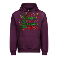 Mauve Wine joy hope love peace christmas Urban Hoodie - MaliasSmallBusiness