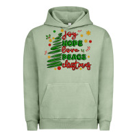 Pigment Oil Green joy hope love peace christmas Urban Hoodie - MaliasSmallBusiness