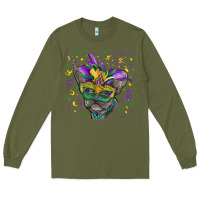 Army Green mardi gras mask french bulldog Long Sleeve Tee - RanaPortraitStore