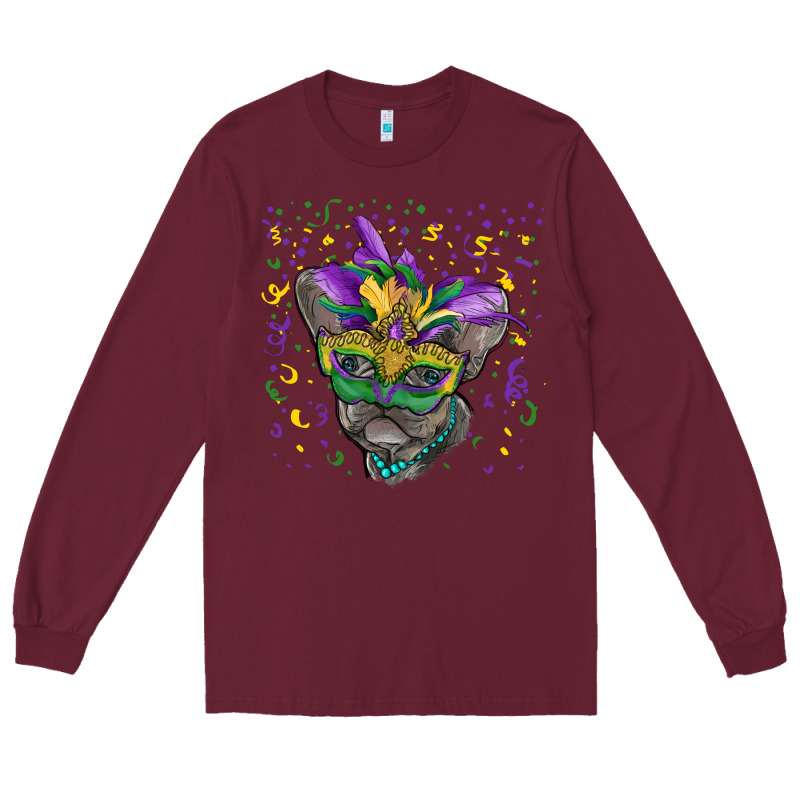 Mardi Gras Mask French Bulldog Long Sleeve Tee by RanaPortraitStore | Teevron