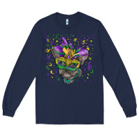 Navy mardi gras mask french bulldog Long Sleeve Tee - RanaPortraitStore