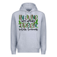 Heather Grey in june we wear green scoliosis awareness Premium Hoodie - MaliasSmallBusiness