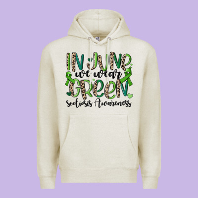 In June We Wear Green Scoliosis Awareness Premium Hoodie Designed By Maliassmallbusiness