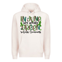 Pale Pink in june we wear green scoliosis awareness Premium Hoodie - MaliasSmallBusiness