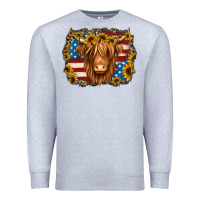Heather Grey 4th of july shaggy cow Premium Sweatshirt - Jasminsmagicworld