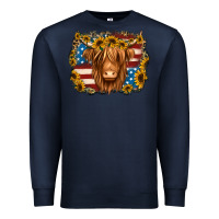 Navy 4th of july shaggy cow Premium Sweatshirt - Jasminsmagicworld