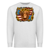 Oatmeal Heather 4th of july shaggy cow Premium Sweatshirt - Jasminsmagicworld