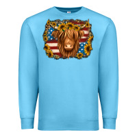 Ocean Blue 4th of july shaggy cow Premium Sweatshirt - Jasminsmagicworld