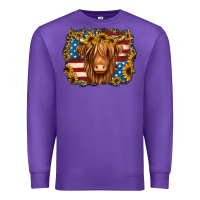 Purple 4th of july shaggy cow Premium Sweatshirt - Jasminsmagicworld