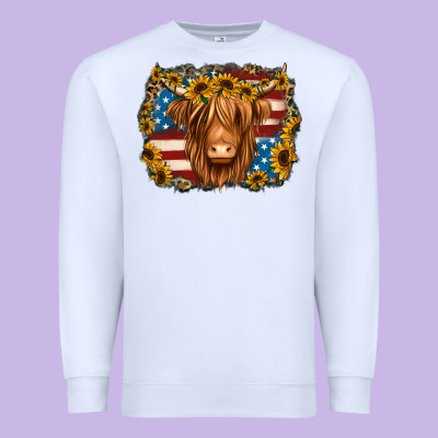4th Of July Shaggy Cow Premium Sweatshirt Designed By Jasminsmagicworld