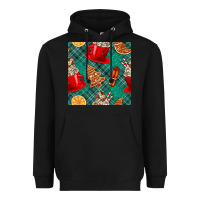Black christmas hot chocolate and cookie seamless pattern Heavyweight Hoodie - BundleAndBundleShop