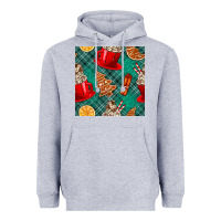 Heather Grey christmas hot chocolate and cookie seamless pattern Heavyweight Hoodie - BundleAndBundleShop
